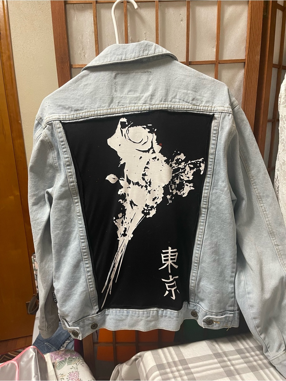 Brooklyn Cloth Light Wash Denim Jacket with Black & White Graphic Back